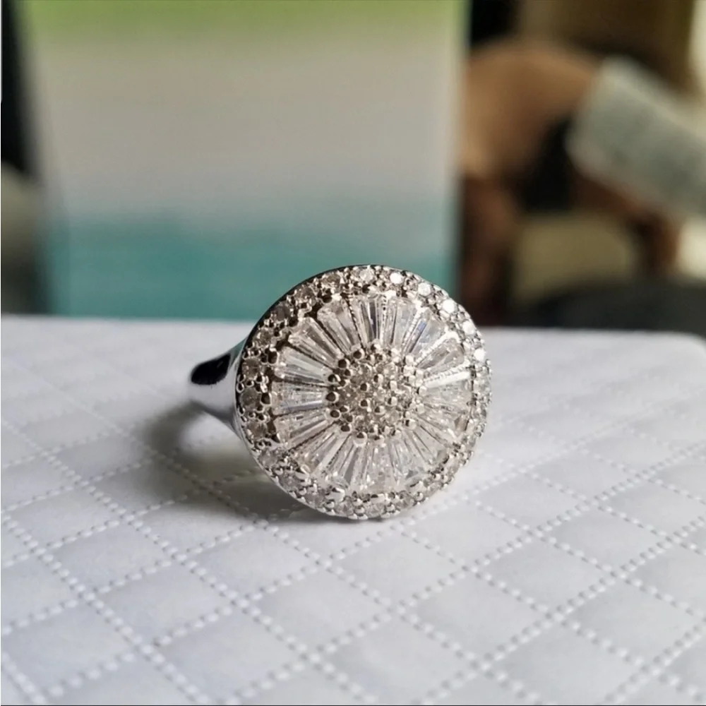 Swarovski Silver-Tone Clear Crystal Cluster Ring